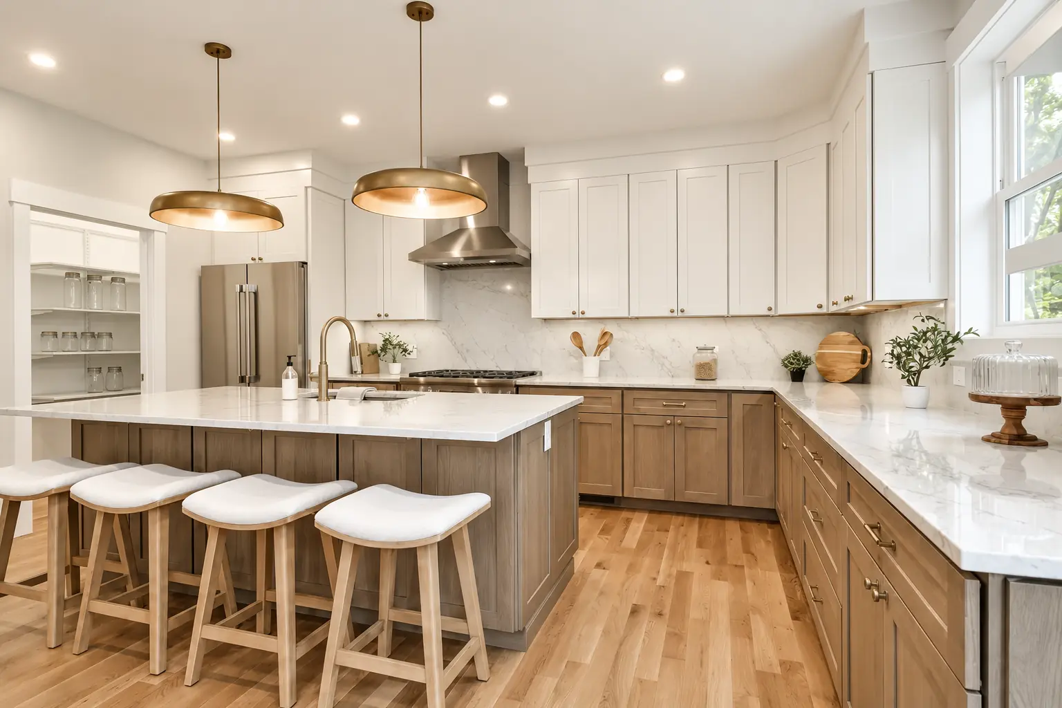 Staged kitchen at 98 West Central Street